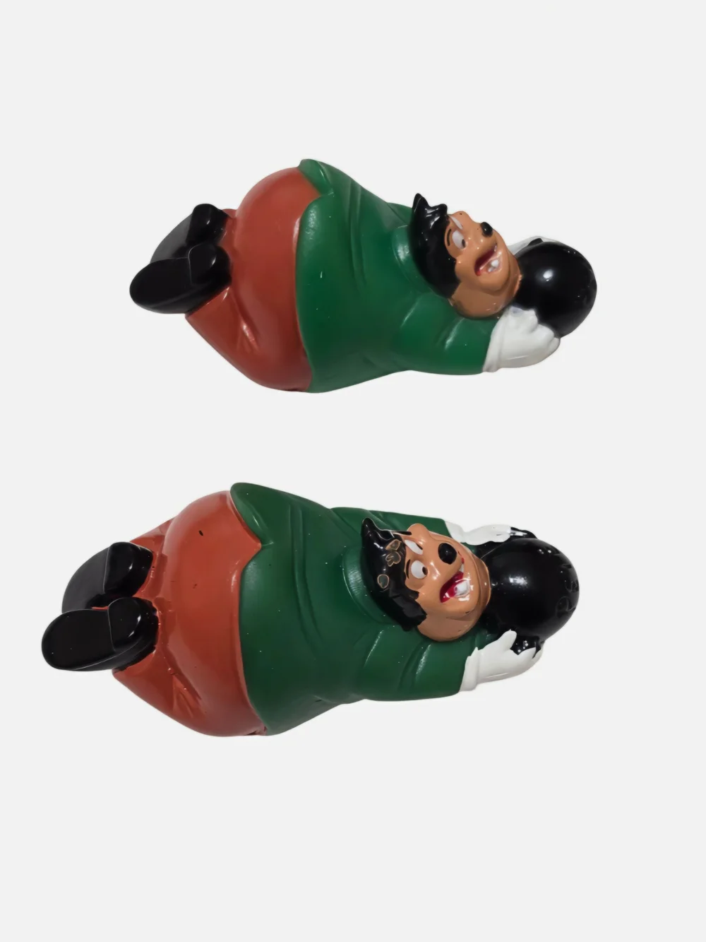 Two plastic toy figure,Disney Goof Troop Pete Bowling Pull-Back Toy, Burger King